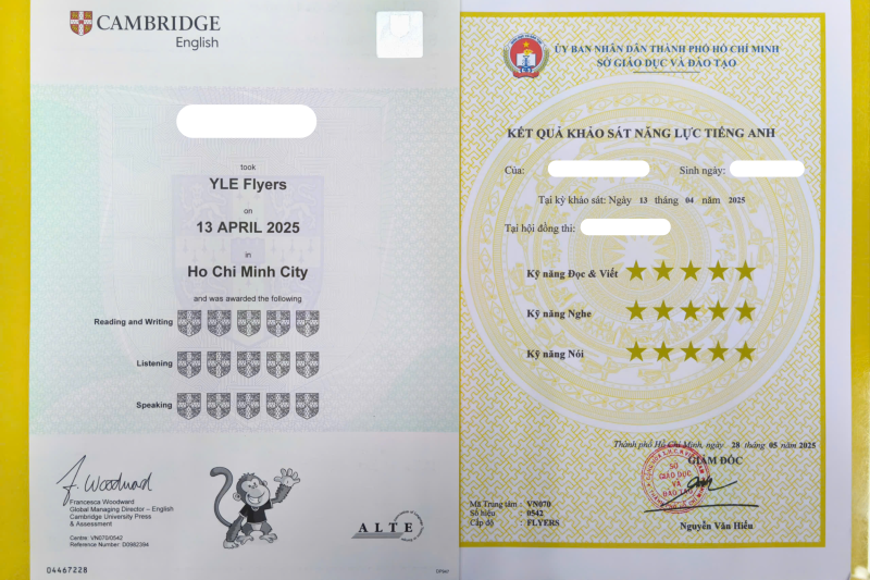 Chứng chỉ Flyers tương đương bậc A2 và có nhiều giá trị thực tiễn cho học sinh tiểu học