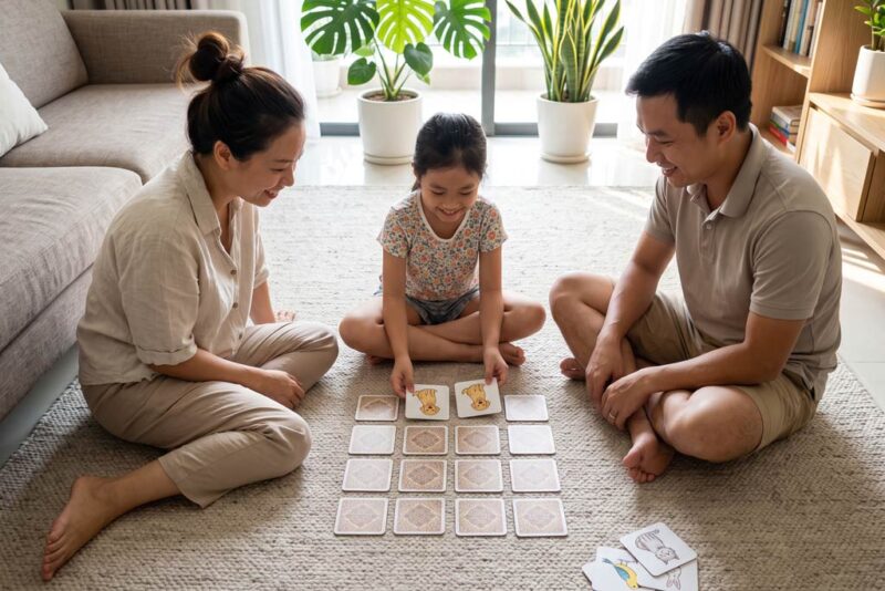 Memory Match (Tìm hình trùng khớp), trò chơi tiếng Anh rèn luyện trí nhớ