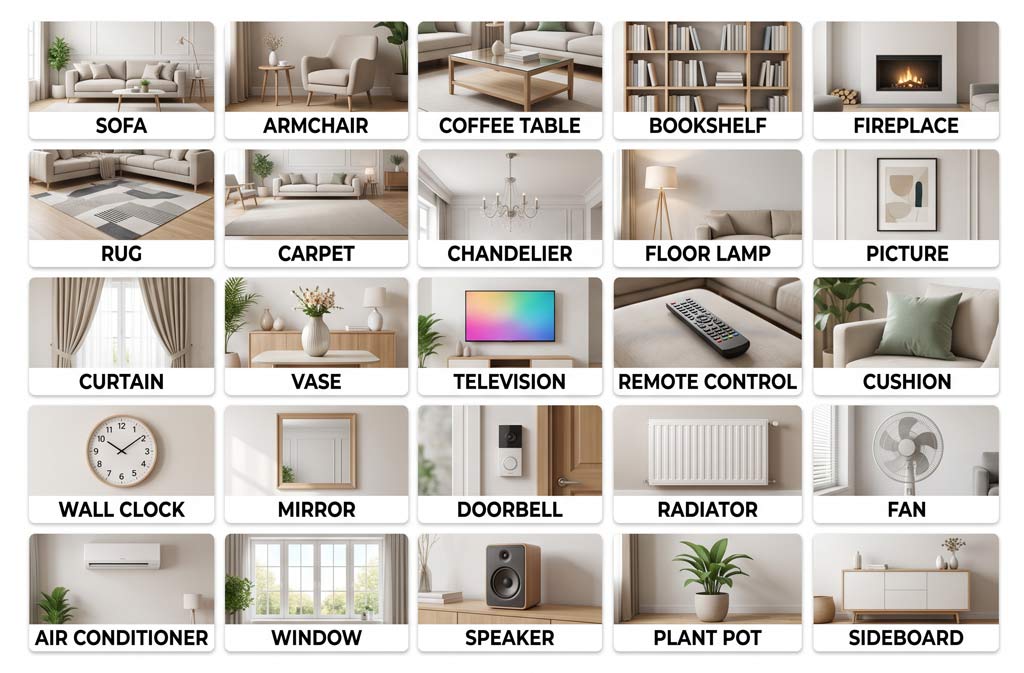 Danh sách từ vựng phòng khách và khu vực sinh hoạt chung