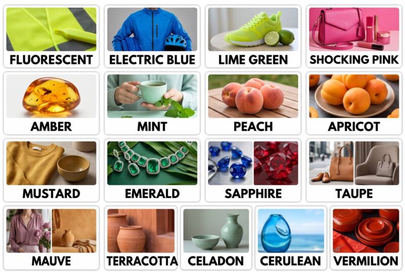 Nhóm từ vựng màu sắc đặc biệt và màu Neon