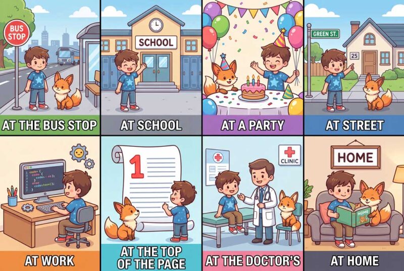 Sử dụng giới từ At cho địa điểm cụ thể và sự kiện