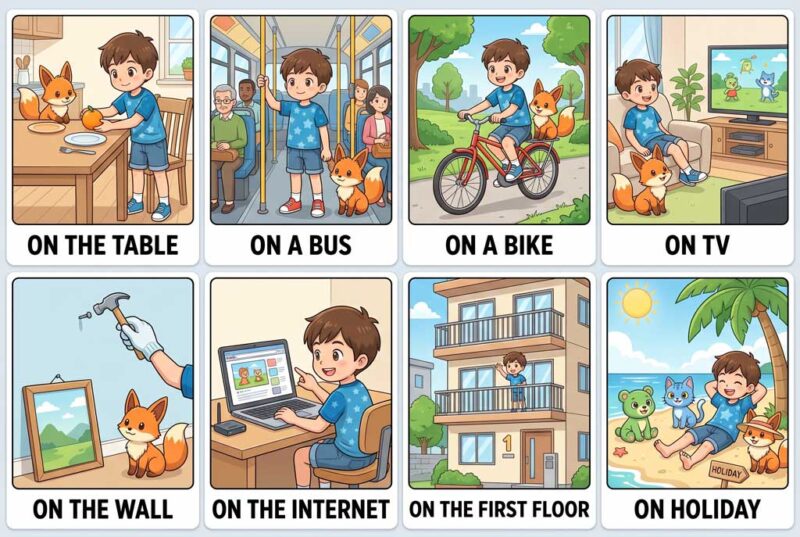 Cách sử dụng On cho bề mặt và phương tiện công cộng