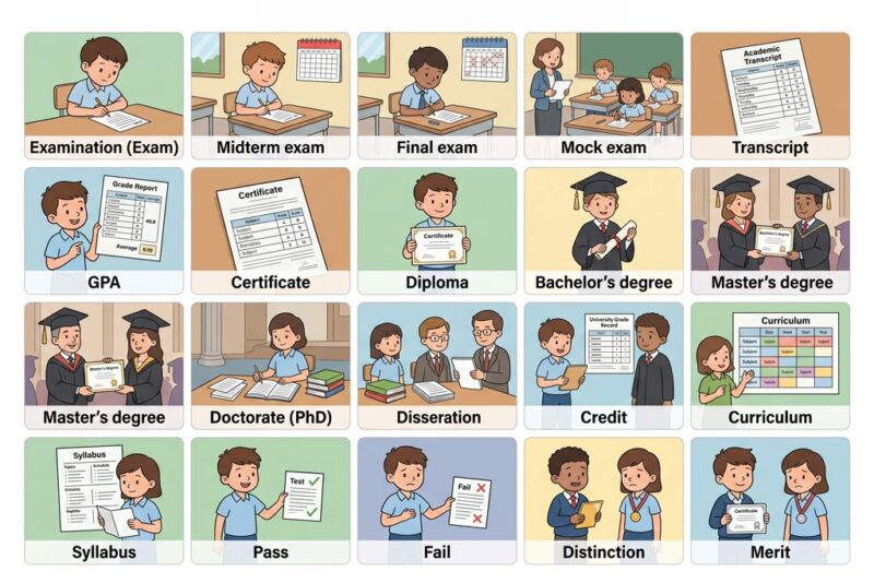 Thuật ngữ về thi cử, điểm số và bằng cấp