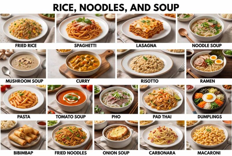 Các món cơm, mì và súp phổ biến