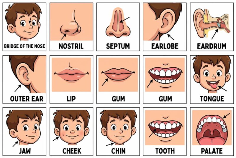 Từ vựng về các bộ phận tai, mũi, miệng