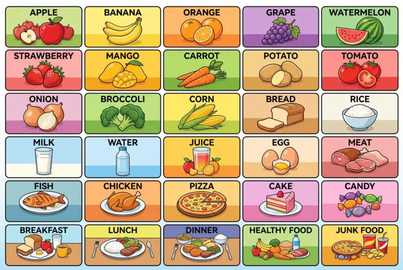 Từ vựng về thực phẩm, rau củ và trái cây